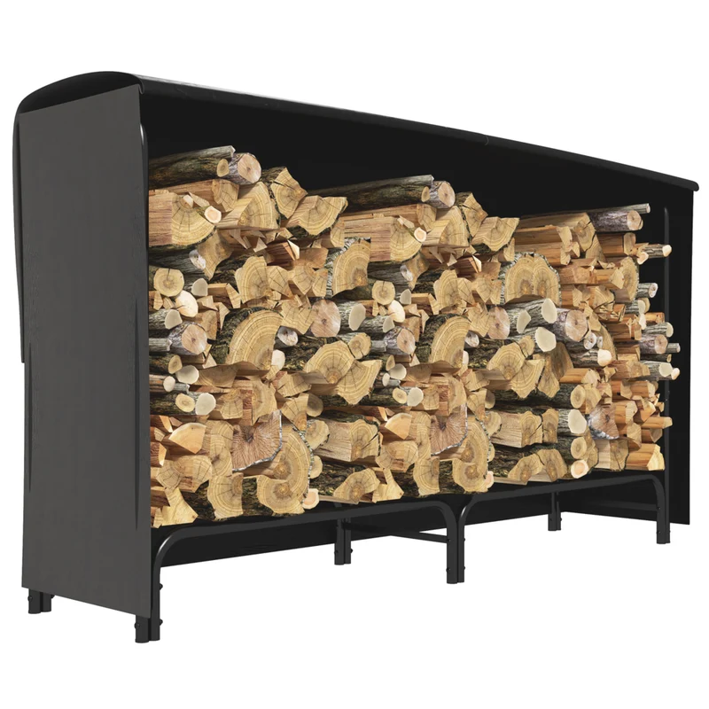 Outsunny - Porte-bûches 6 pi avec housse- support de rangement pour bois- noir