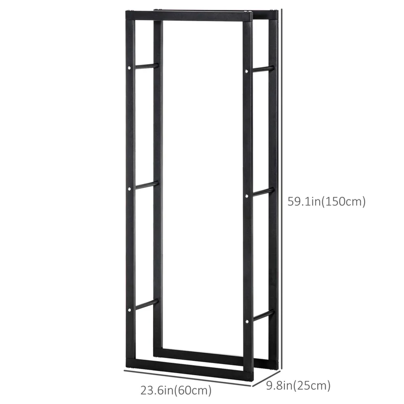 HOMCOM Firewood Rack Fireplace Log Holder - 23.6" W x 9.8" D x 59.1" L