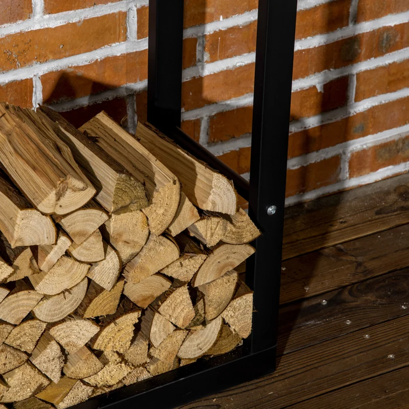HOMCOM Firewood Rack Fireplace Log Holder - 23.6" W x 9.8" D x 59.1" L