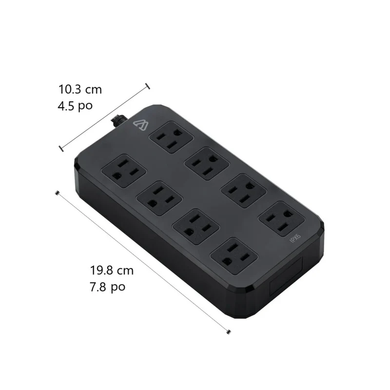 BlueDiamond - WeatherGuard protecteur de surtension de 10 pieds avec 8 prises, noir