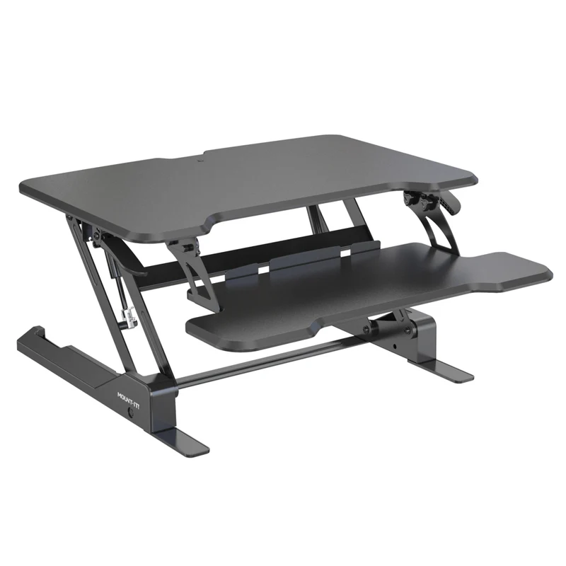 Mount-It! Compact Standing Desk Converter with 30" Desk Top - Black