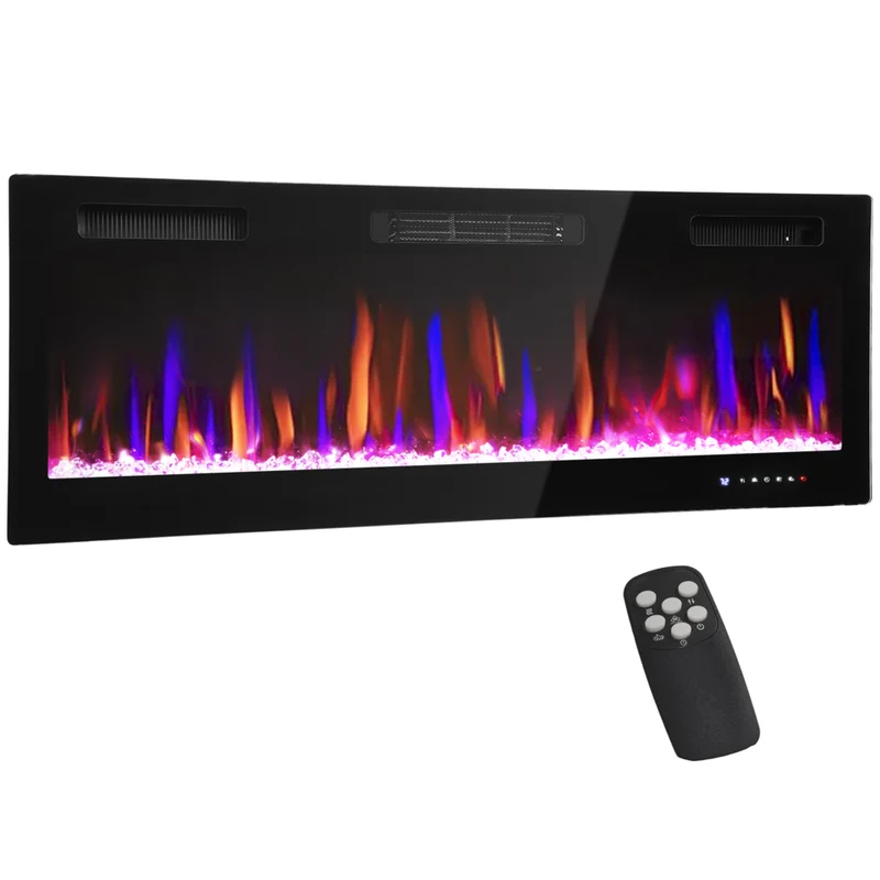HOMCOM - Cheminée électrique murale 50 po avec mode éco - 1500 W