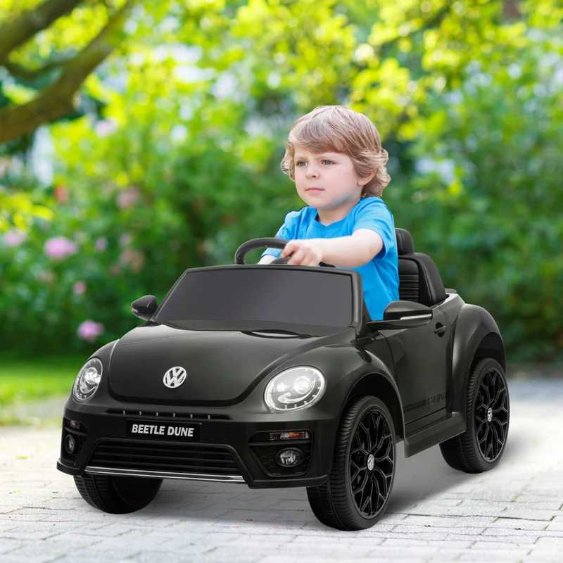 Qaba - Voiture RC électrique pour enfants sous licence Volkswagen Beetle 12V - noir
