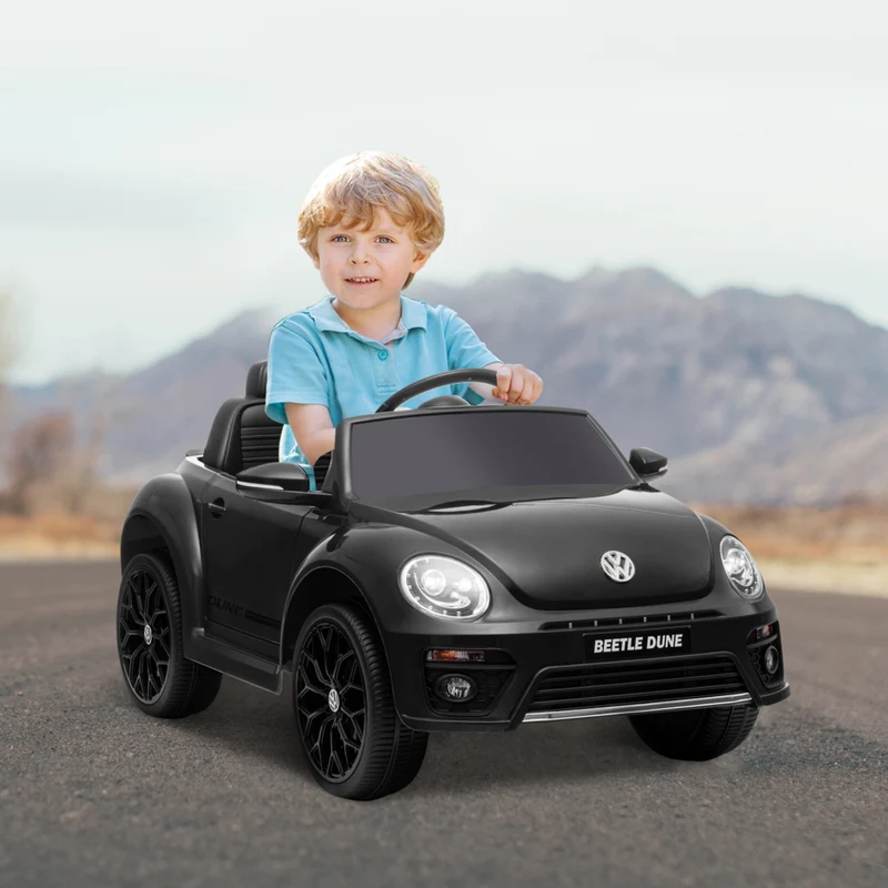 Qaba - Voiture RC électrique pour enfants sous licence Volkswagen Beetle 12V - noir
