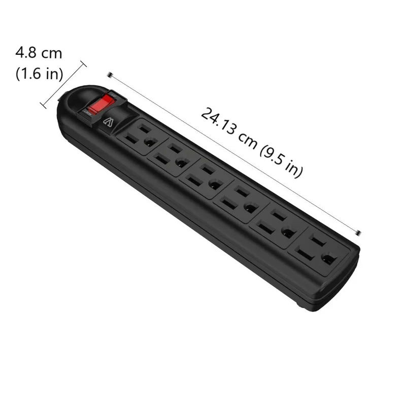 BlueDiamond - defend protecteur de surtension de 10 pieds avec 6 prises paquet de 2, noir
