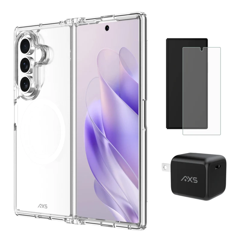 AXS Starter Kit - Ultra Clear Magnetic Case, Screen Protector and 30W Charger for Galaxy Z Fold 7