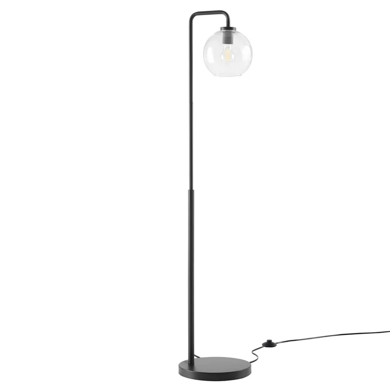 Modway Silo Glass Globe Glass and Metal Floor Lamp - Black