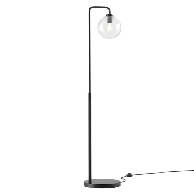 Modway Silo Glass Globe Glass and Metal Floor Lamp - Black