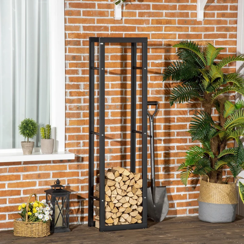 HOMCOM Firewood Rack Fireplace Log Holder - 15.7" W x 9.8" D x 59.1" L