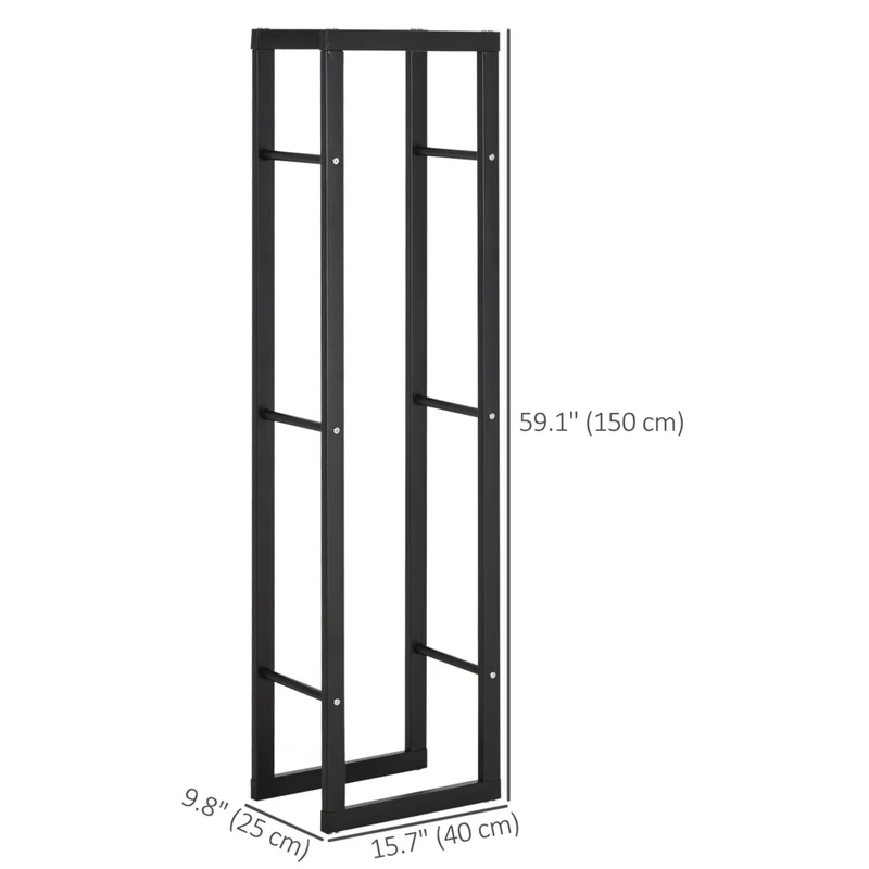 HOMCOM Firewood Rack Fireplace Log Holder - 15.7" W x 9.8" D x 59.1" L