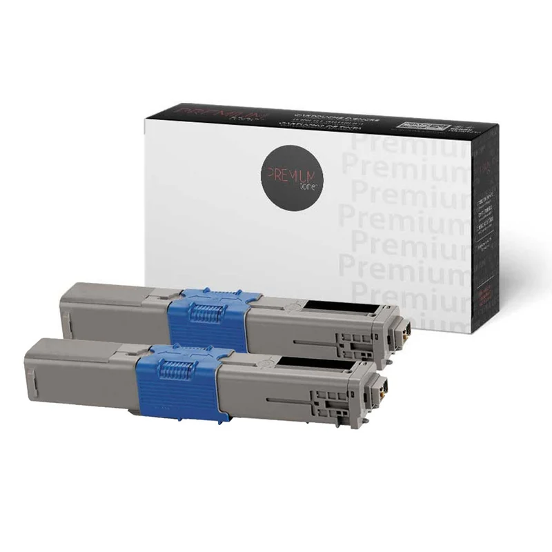 Premium Tone - Okidata 44469801 Toner compatible - Noir - Paquet de 2