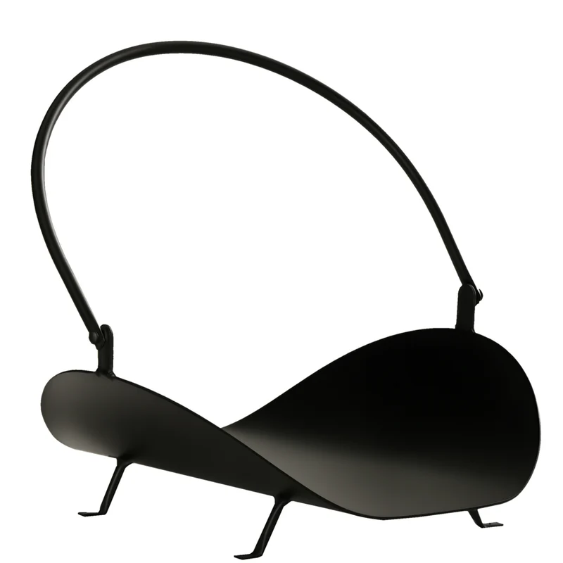 Outsunny - Porte-bûches 16 po courbé pour cheminée- panier de rangement à bois avec poignée flexible