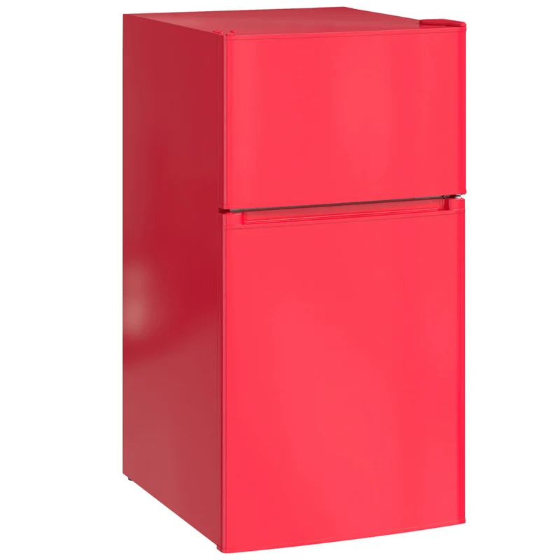 HOMCOM 3.2 cu ft Mini Fridge with Freezer and Reversible Doors - Red