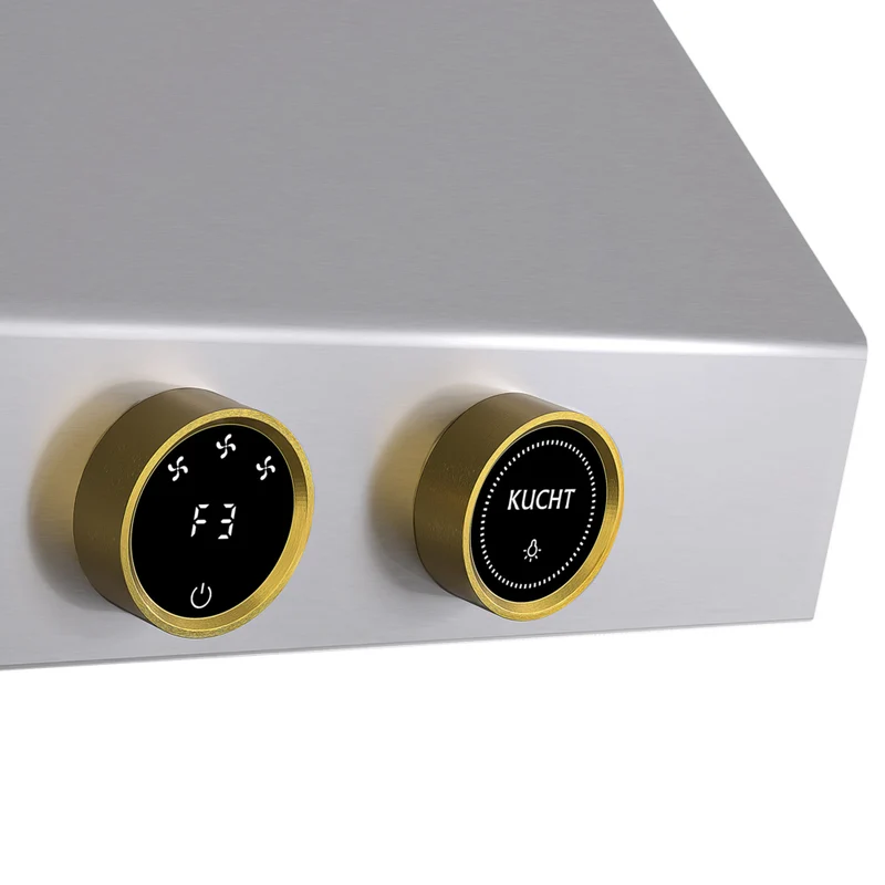 KUCHT KRH480-GL-C 48" 1200 CFM Wall Mounted Range Hood with Digital Controls - Stainless Steel/Gold