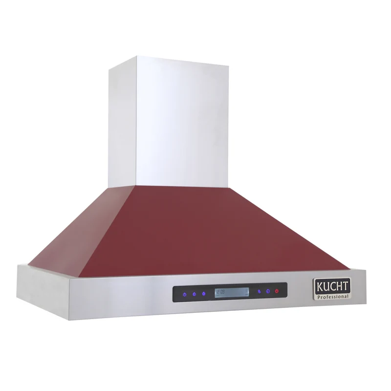 KUCHT KRH3615-R 36 po Hotte murale professionnelle - 900 CFM - Acier inoxydable/Rouge