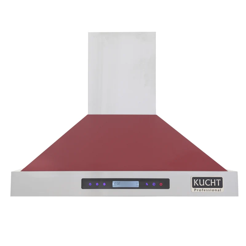 KUCHT KRH3615-R 36" 900 CFM Wall Mounted Range Hood - Stainless Steel/Red