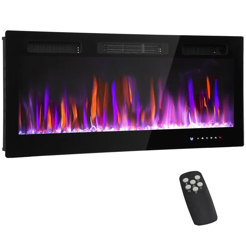 HOMCOM 42" Electric Wall Fireplace with Eco Mode - 1500 W
