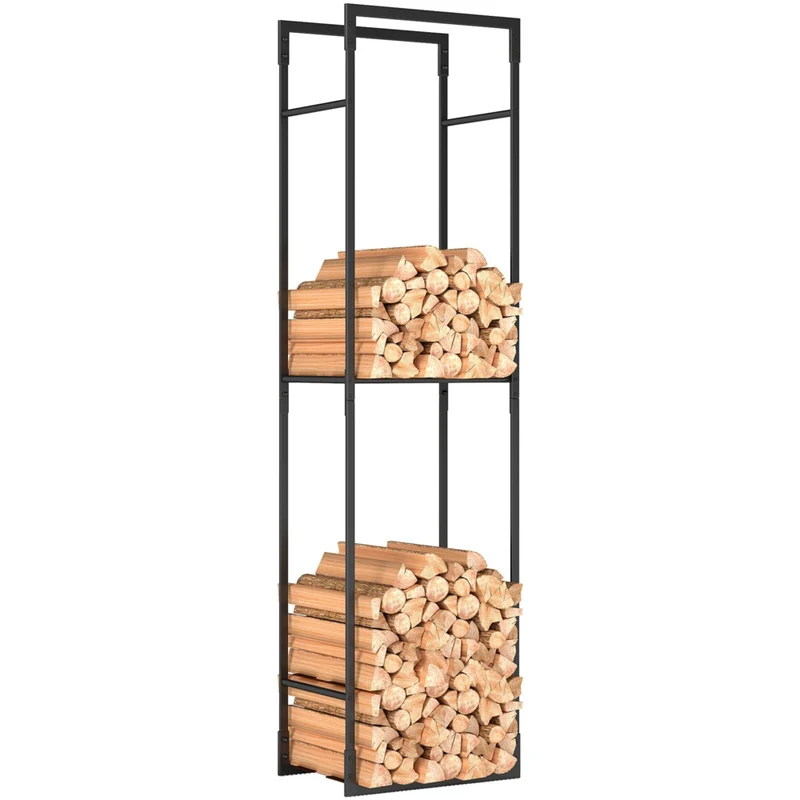Outsunny - Porte-bûches extérieur- support à bûches robuste avec étagère réglable