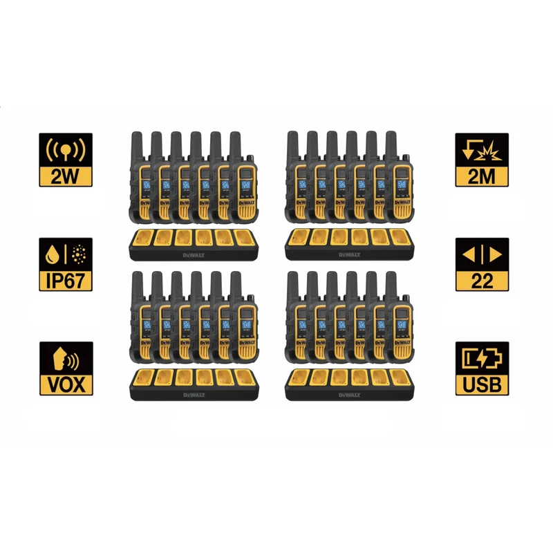 Dewalt - Radios Heavy Duty 24 DXFRS800 avec chargeurs 4X 6 ports