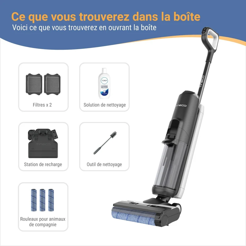Tineco - Aspirateur vertical sans fil eau et poussière FloorWasher Pet série 5 - Noir