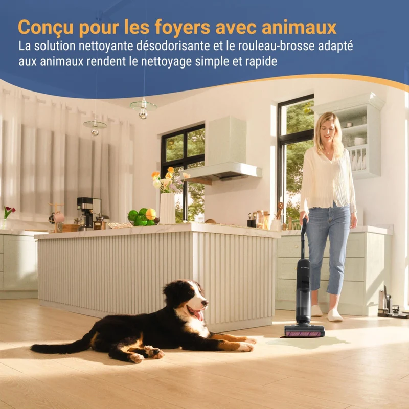 Tineco - Aspirateur vertical sans fil eau et poussière FloorWasher Pet série 5 - Noir