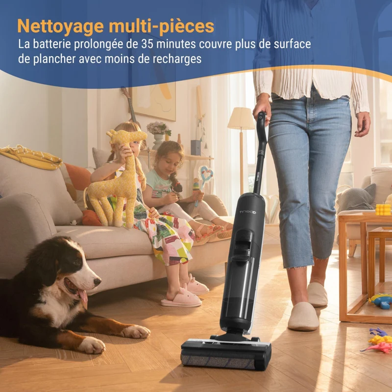 Tineco - Aspirateur vertical sans fil eau et poussière FloorWasher Pet série 5 - Noir