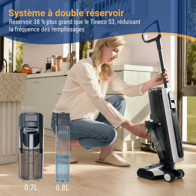 Tineco - Aspirateur vertical sans fil eau et poussière FloorWasher Pet série 5 - Noir
