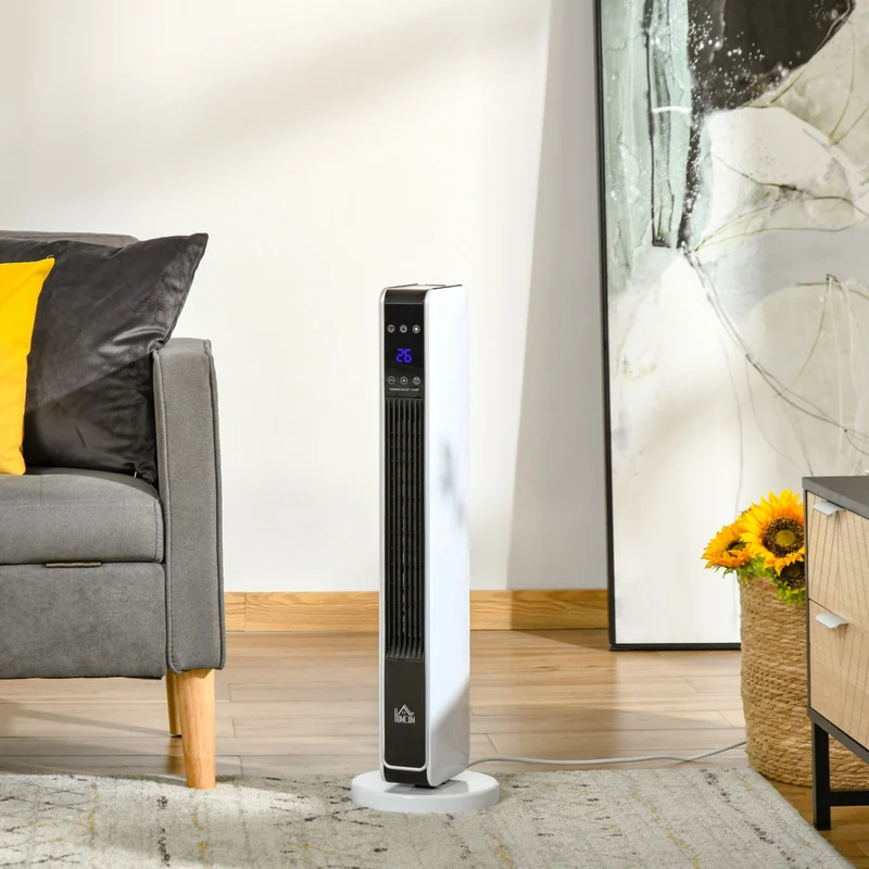 HOMCOM - Chauffage tour céramique 750 W/1500 W avec oscillation à 65 degrés