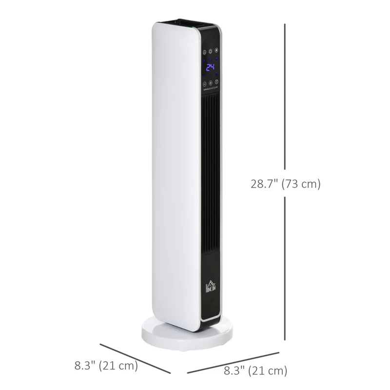 HOMCOM - Chauffage tour céramique 750 W/1500 W avec oscillation à 65 degrés