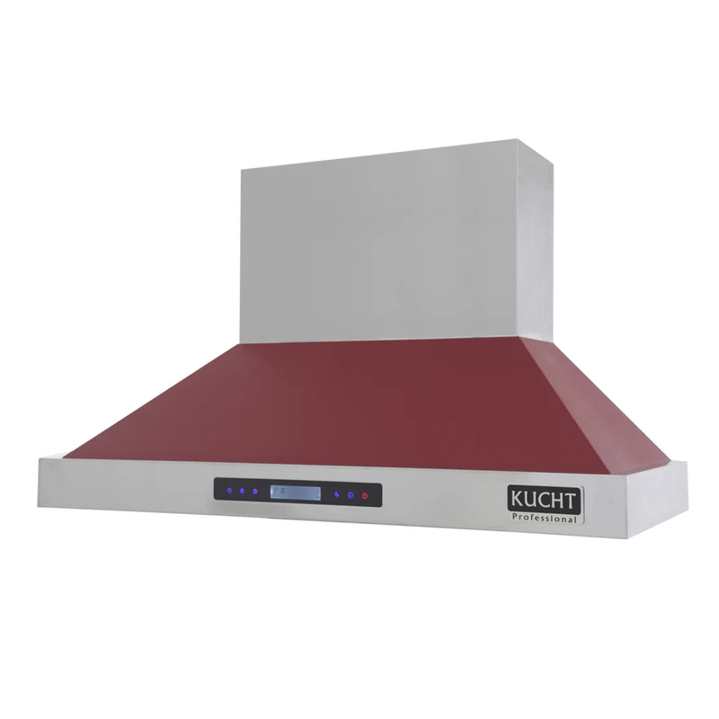 KUCHT KRH4815-R 48 po Hotte murale professionnelle - 1200 CFM - Acier inoxydable/Rouge
