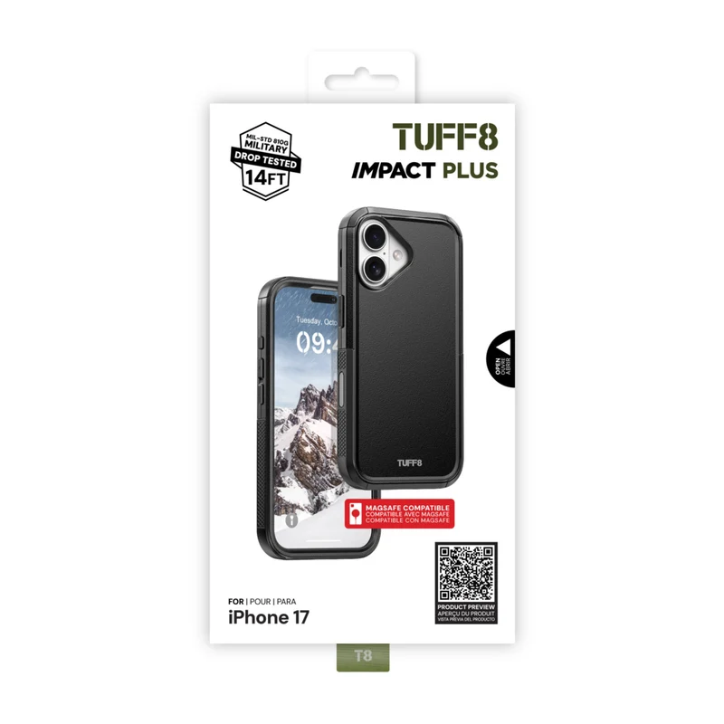 TUFF8 Impact+ Triple-layer Rugged Case for iPhone 17 - Black