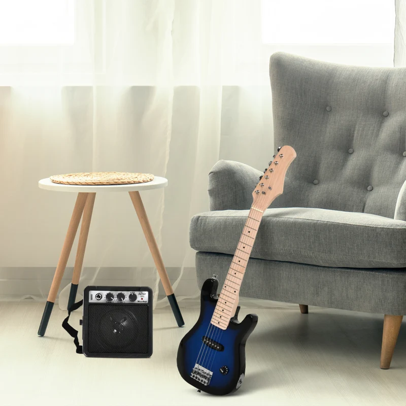 HOMCOM 30" Kids Electric Guitar 3/4 Size Beginner Starter Kit with 5W Amplifier