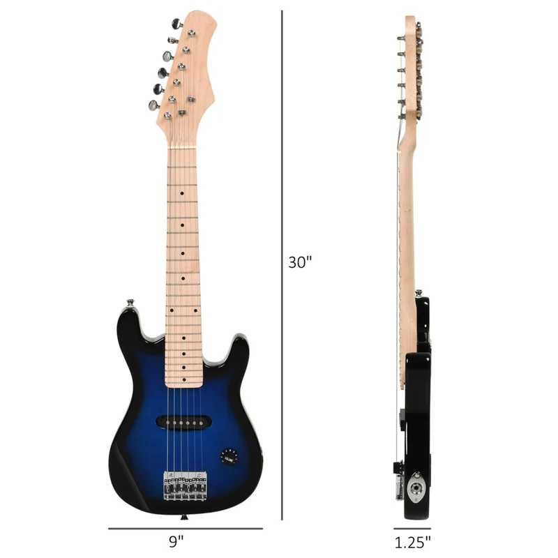 HOMCOM 30" Kids Electric Guitar 3/4 Size Beginner Starter Kit with 5W Amplifier