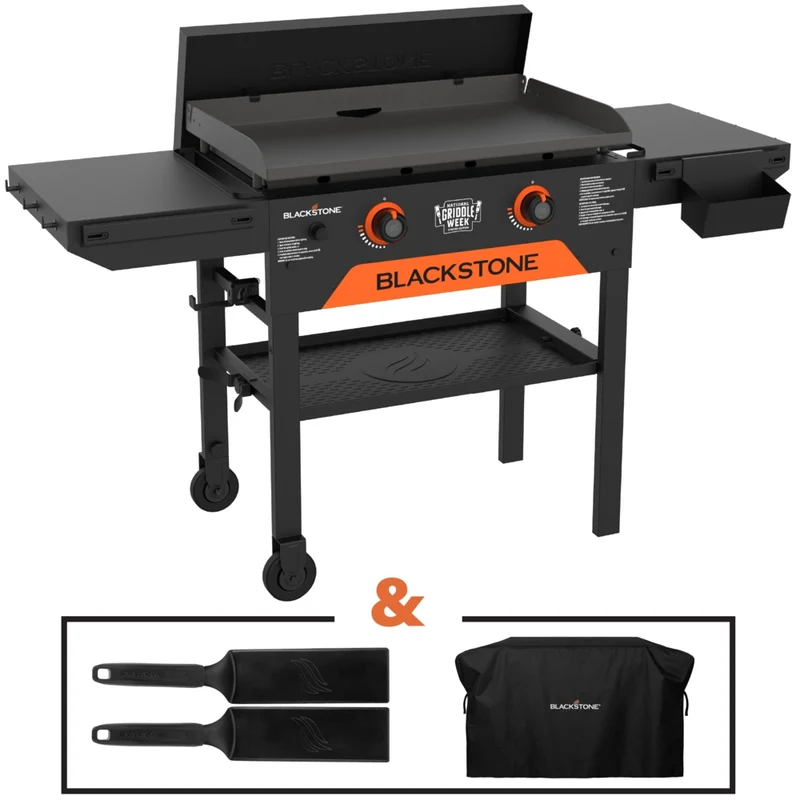 Blackstone - 28" Gril Omnivore en édition limitée avec ensemble de spatules noires en édition limitée et couvercle souple de qualité supérieure