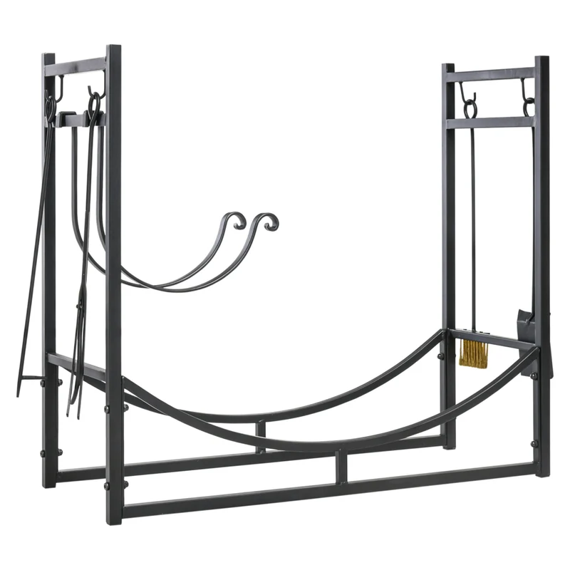 Outsunny 2-Tier Firewood Log Rack with 4 Tools