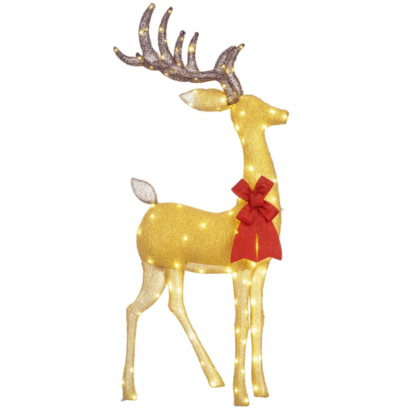 Outsunny Light Up Reindeer Christmas Decoration with 137 LED Lights - Gold