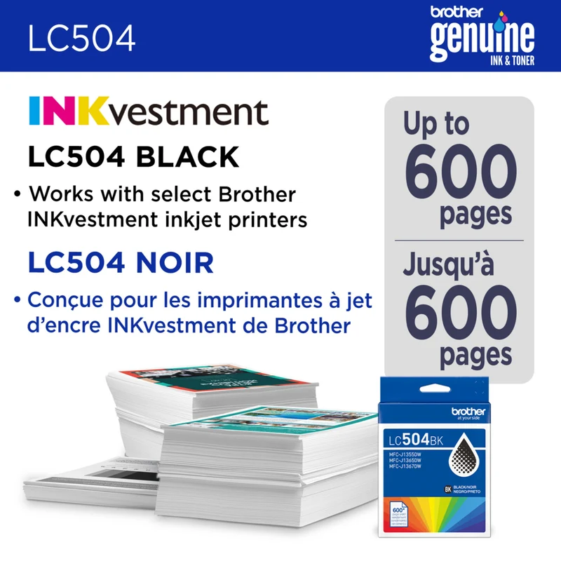 Brother Genuine LC504BKS Ink Cartridge - Standard Yield - Black
