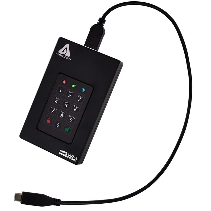 Apricorn - Aegis Fortress L3 FIPS 140-2 Niveau 3 Disque dur portable chiffré de 1 To - noir