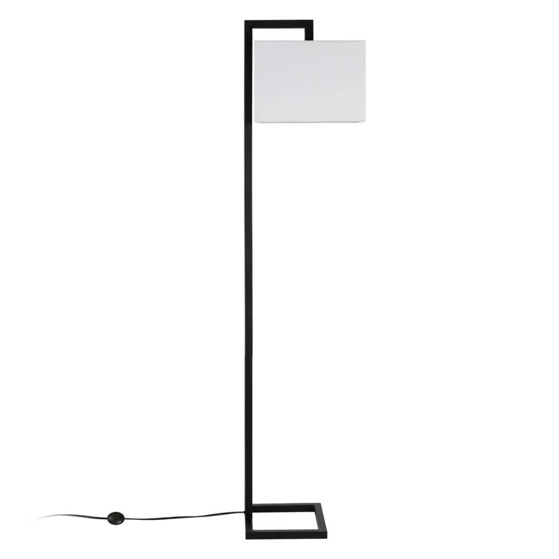 Hudson&Canal - Lampadaire Greyson de 172 cm de haut avec abat-jour en tissu - Bronze noirci/blanc