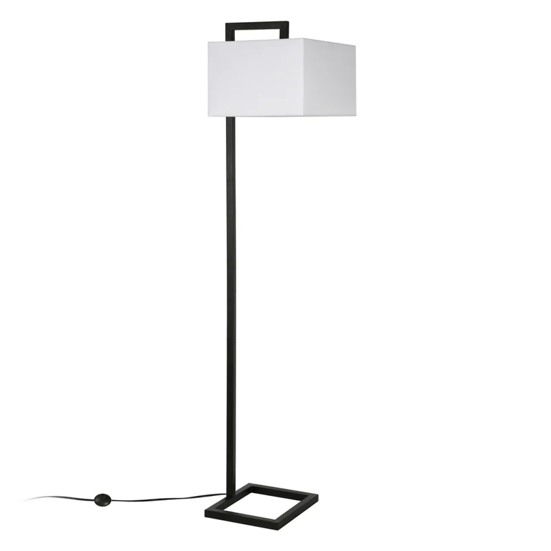 Hudson&Canal - Lampadaire Greyson de 172 cm de haut avec abat-jour en tissu - Bronze noirci/blanc