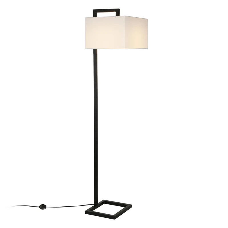 Hudson&Canal - Lampadaire Greyson de 172 cm de haut avec abat-jour en tissu - Bronze noirci/blanc