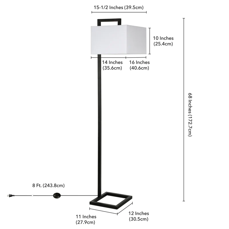 Hudson&Canal - Lampadaire Greyson de 172 cm de haut avec abat-jour en tissu - Bronze noirci/blanc