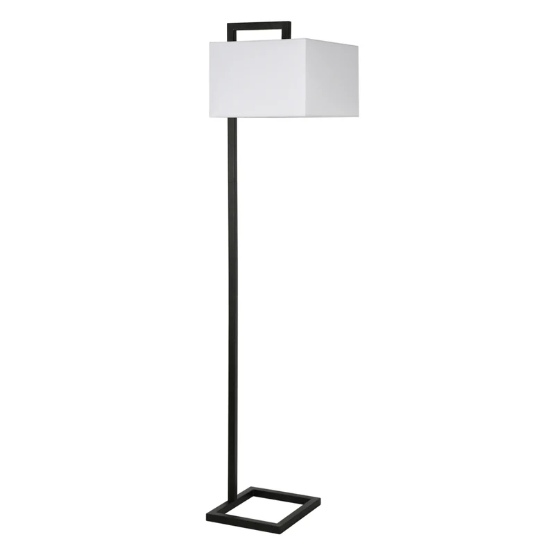 Hudson&Canal Greyson 68" Tall Floor Lamp with Fabric Shade - Blackened Bronze/White