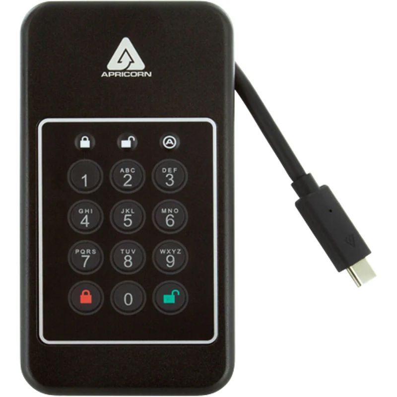 Apricorn - Aegis 1 To NVX Ultra Haute Vitesse NVMe 10 Gbps USB Type C Lecteur matériel chiffré - noir