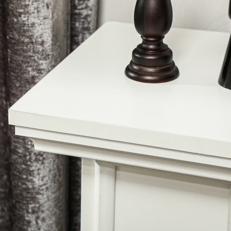 HOMCOM - Foyer électrique 46 po avec manteau, tablette, télécommande et minuterie, blanc