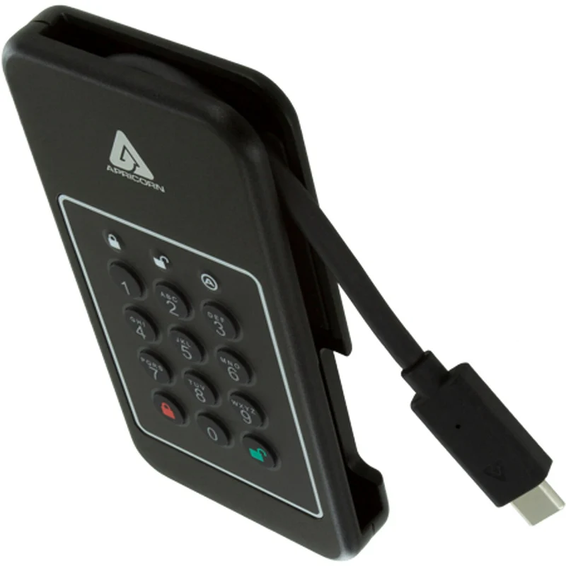 Apricorn Aegis NVX Ultra High Speed 1 TB NVMe USB- C Hardware Encrypted Portable Drive - Black