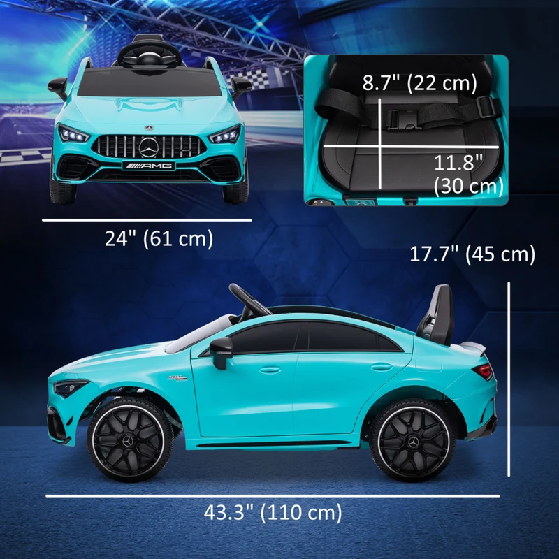 Qaba - Mercedes-Benz AMG CLA 45 voiture électrique sous licence 12V à chevaucher - bleu clair