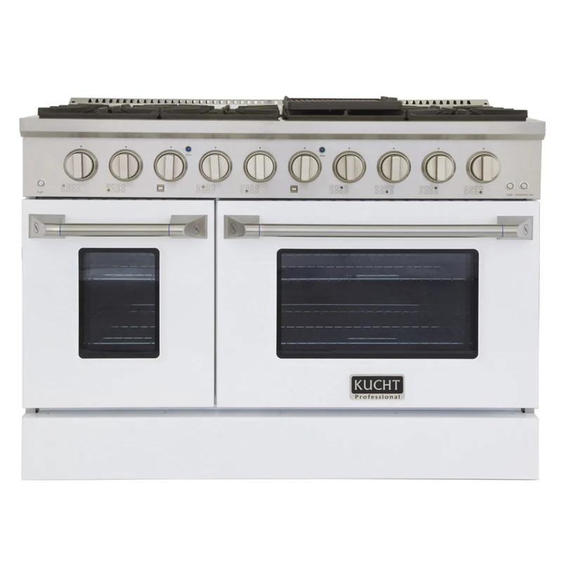 Kucht - 48 po Série KNG Cuisinière Pro Style au gaz naturel - Acier inoxydable/Blanc