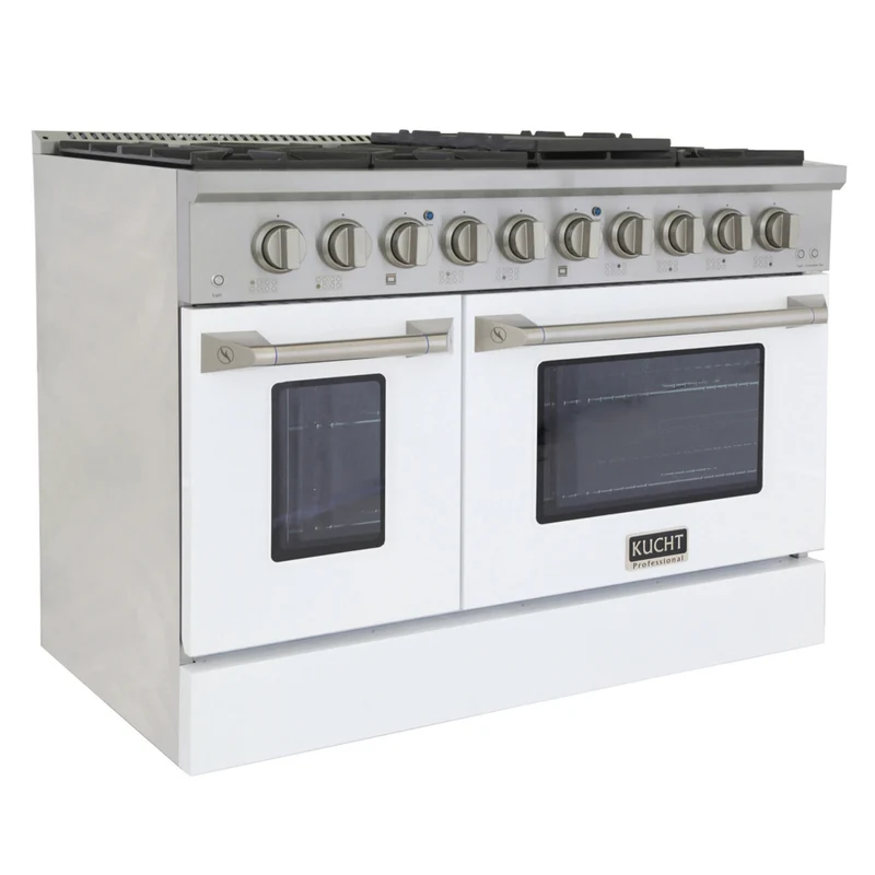 Kucht - 48 po Série KNG Cuisinière Pro Style au gaz naturel - Acier inoxydable/Blanc