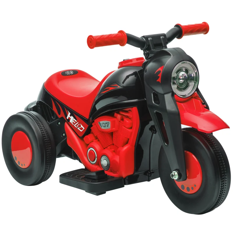 Qaba - Moto électrique pour enfants 3 roues 6V avec phare LED - noir